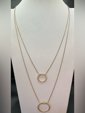 DESIGNER GOLDTONE DOUBLE LAYERED CIRCLE NECKLACE UNKNOWN MAKER MARK
